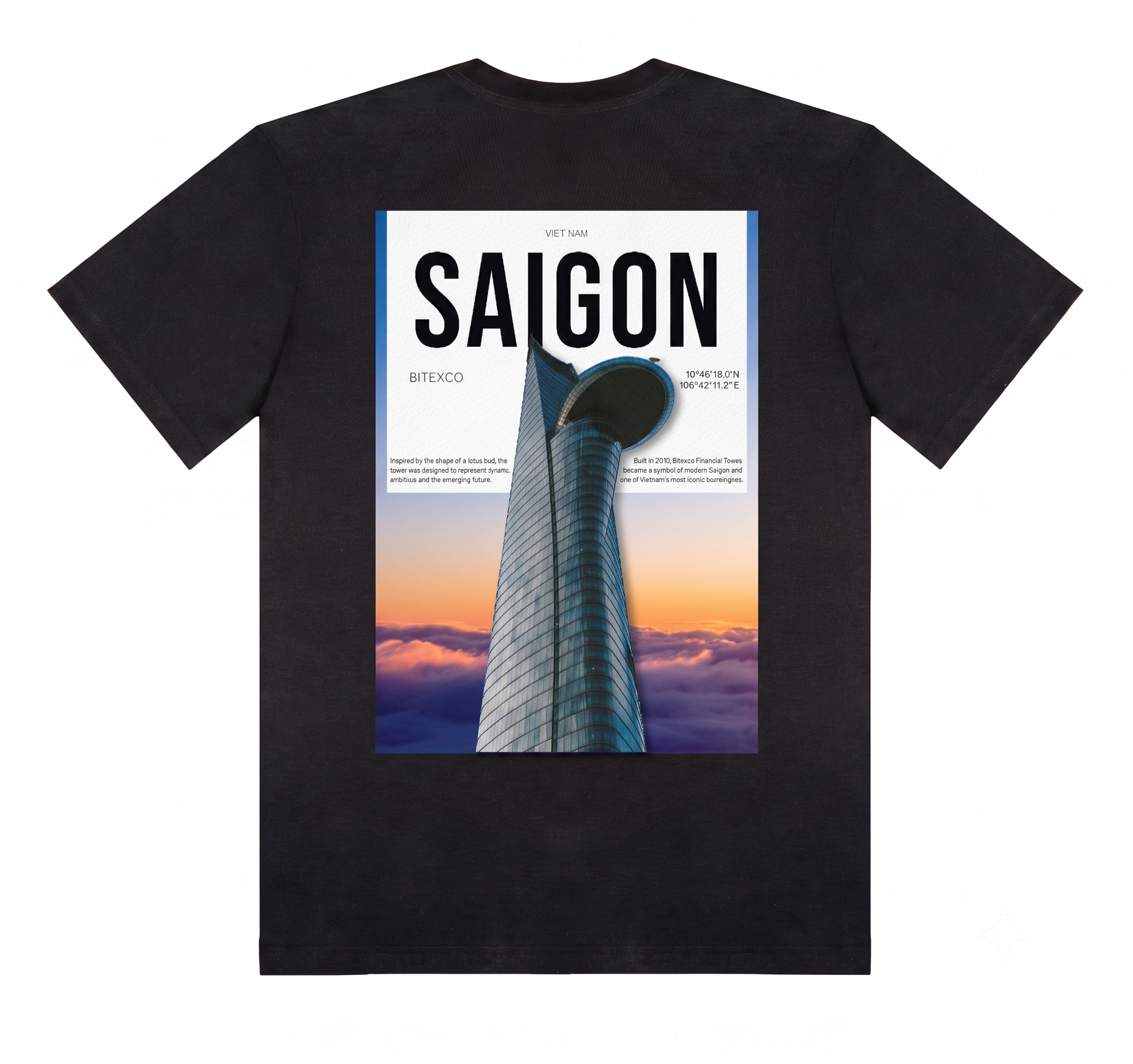 Áo Thun Cotton Sài Gòn Đen Regular Fit