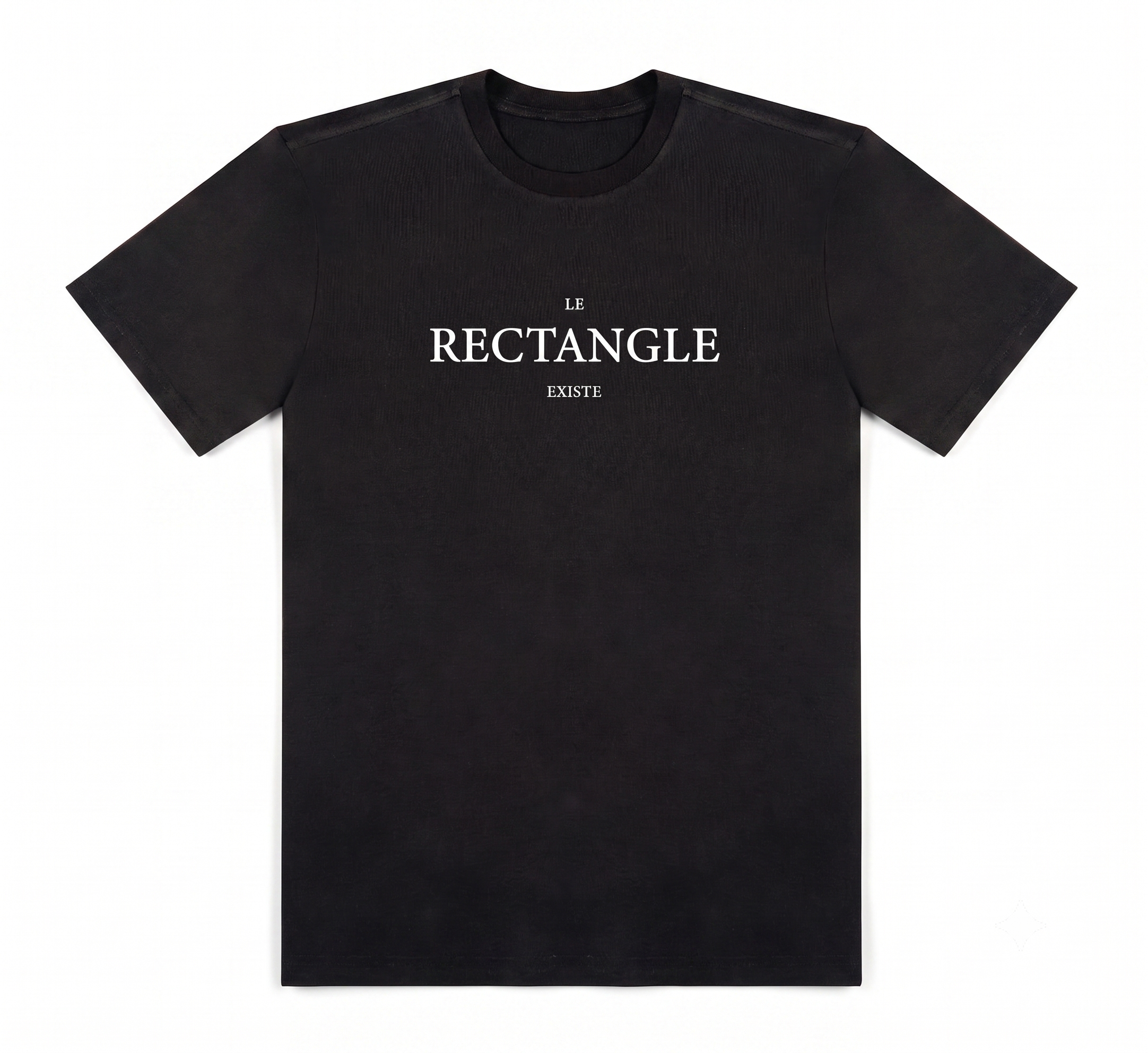 Áo Thun Cotton Le Rectangle Existe Đen Regular Fit